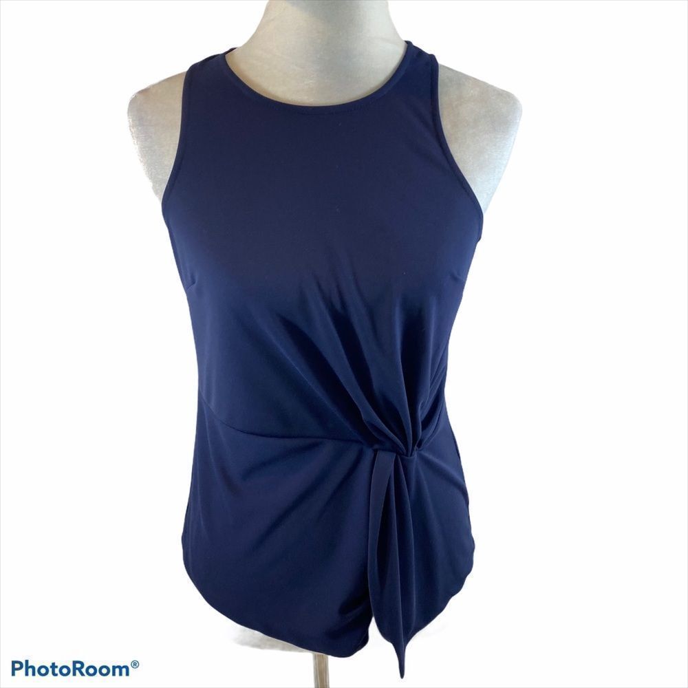Banana Republic Navy Sleeveless Side Twist Blouse